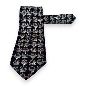 Robert Talbott Mens Silk Tie 59 x 3.5 Navy Red Medallion Italy Best of Class BOC